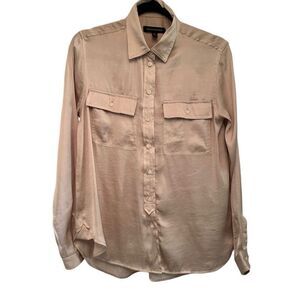 Banana Republic silk like tan button up - size xs